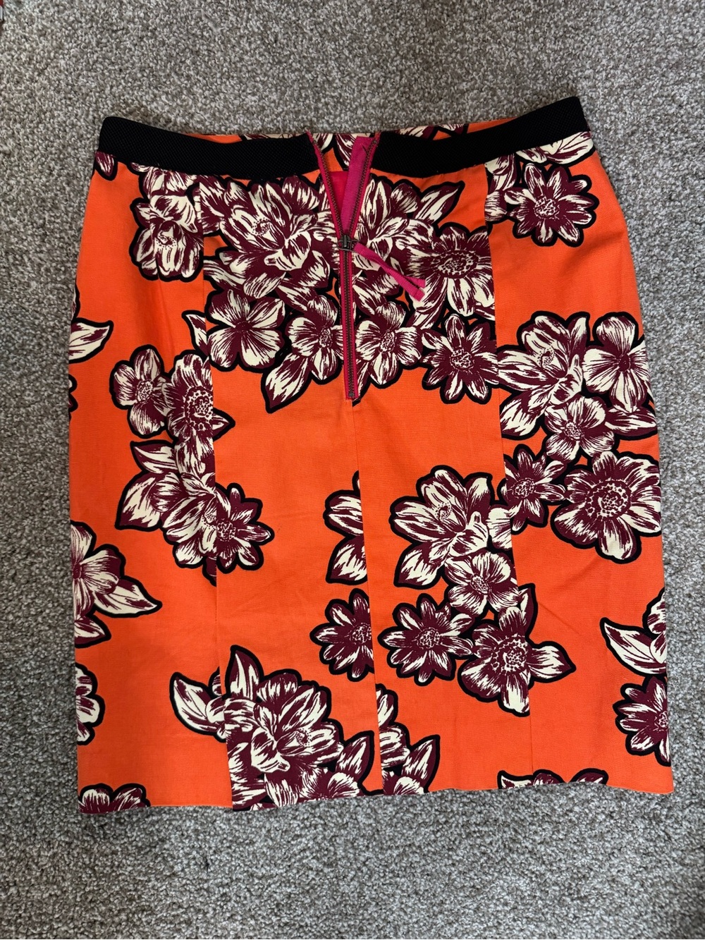Anthropologie-Maeve Gardencore Orange Floral Pencil Skirt - Picture 3 of 8